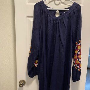 Crown & Ivy Dress Blue Long Sleeves  Size XL